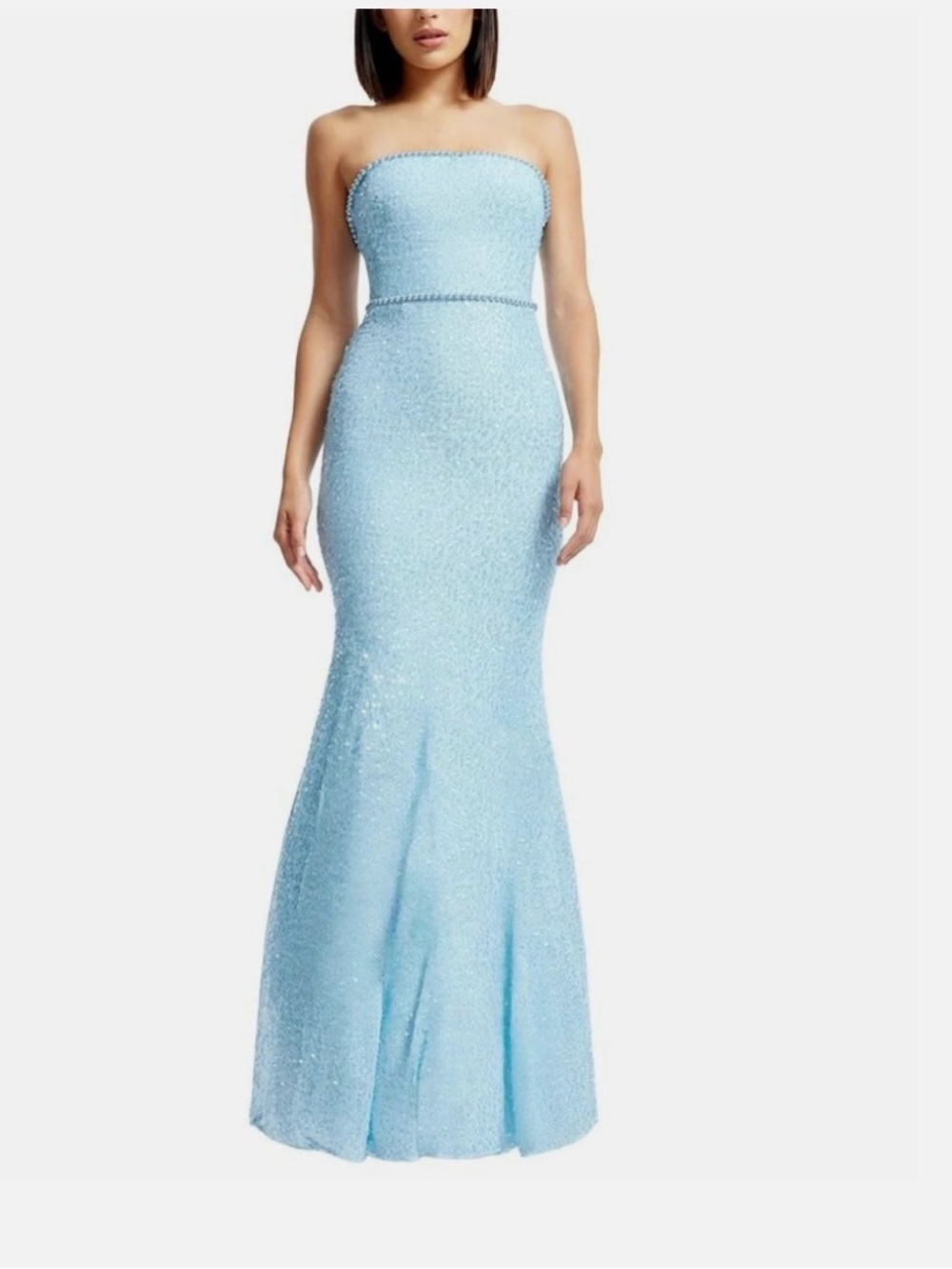 Dress The Population Arielle Sequin Mermaid Gown Pearl Trim Formal Dress